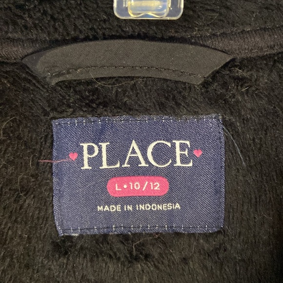Children’s Place Girls Black Sherpa Zip Up Jacket Size Large 10-12 - Picture 3 of 8